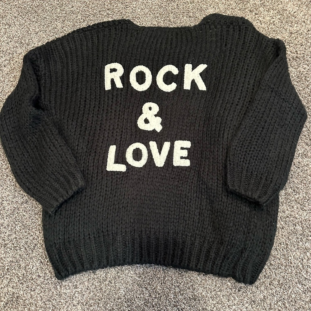 Women's Elan Rock & Love Cardigan Black Open Soft & Cozy O/S